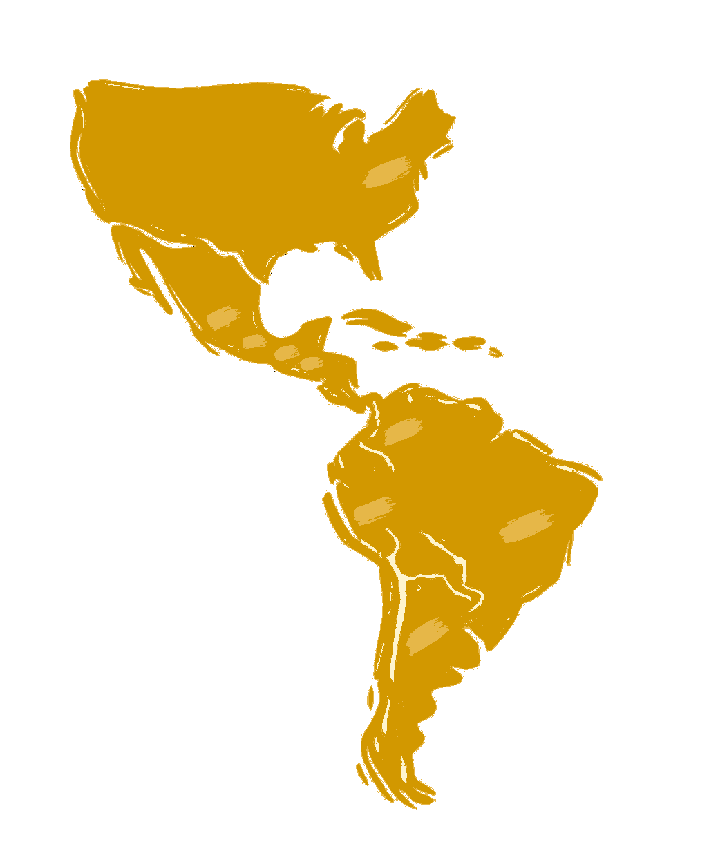 Mapa das Américas com destaque para os países onde a 4Shark opera